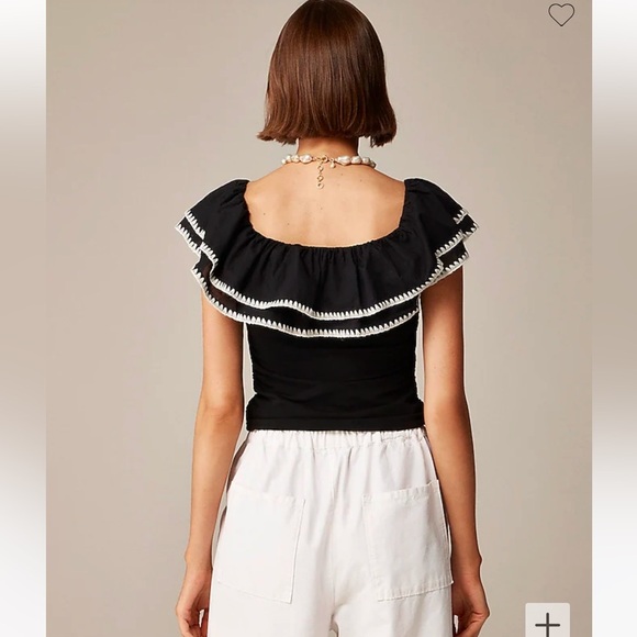NWT! J.Crew Off-the-shoulder ruffle top in stretch cotton blend. Small #CA833 - Picture 3 of 4